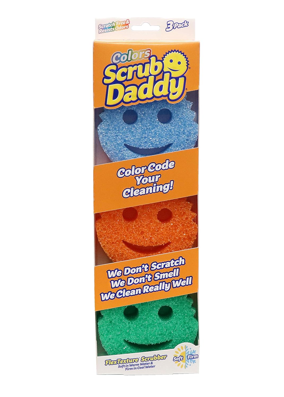 Scrub Daddy Colors Pack of 3 Texture Changing Scrubber and Sponge