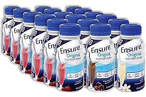 Niro Assortment | Ensure Original Variety Pack - 18 On-the-Go Protein Nutrition Shakes – Meal Replacement Shake with Delicious Chocolate Shake, Vanilla, and Strawberry - 6 of Each Flavor| Bundle with Niro Beverage Sleeve
