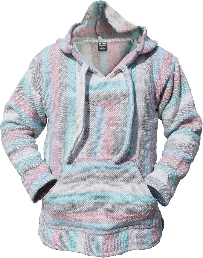 HN Authentic Mexican Baja Hoodie Woven Pullover Sweater Jacket