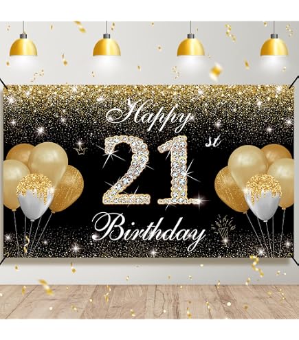 Happy 2nd Birthday Banner Backdrop - Black & Gold Party Decor (4x6 Ft) For Boys Celebration - View #8