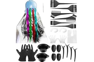 GELMAY Silicone Highlight Caps for Color Hair 24 Pcs, Reusable Highlighting Caps with Hooks & Salon Hairdressing Dyeing Staining Tools Set for Women Men