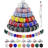 180PCS FIVEIZERO 10mm Rhinestone Beads for Jewelry Making – Sparkly Round Crystal Clay Beads & Spacers in 9 Mixed Colors for Bracelets, Necklaces & DIY Crafts