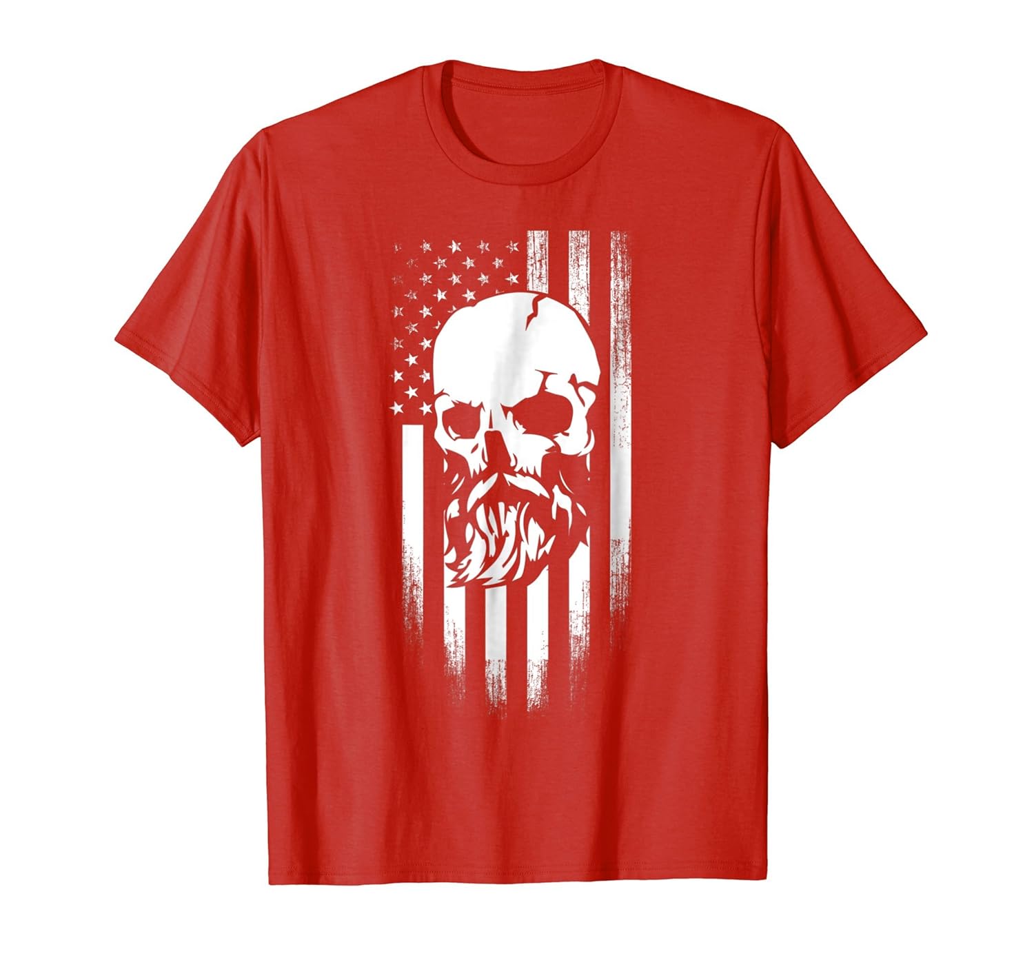 Bearded Skull and US Flag Independence Day T-shirt-anz