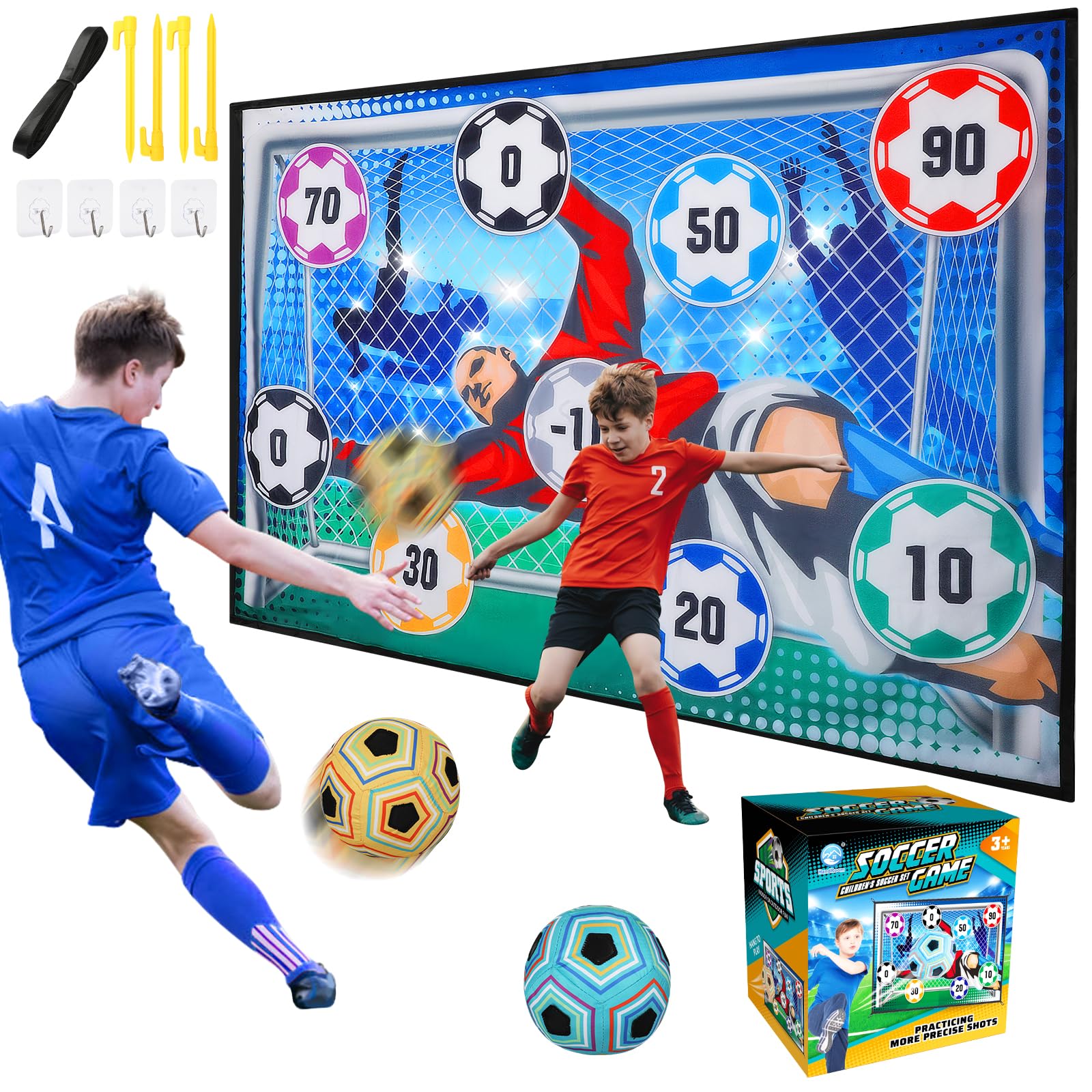 VATOS Football Ball Game Set for Kids, Indoor Outdoor Backyard Toss Football Goal Game with Balls, Foldable Flannel Goals, Birthday for 3 4 5 6 7 8 Year Old Boys Girls Sport Toy