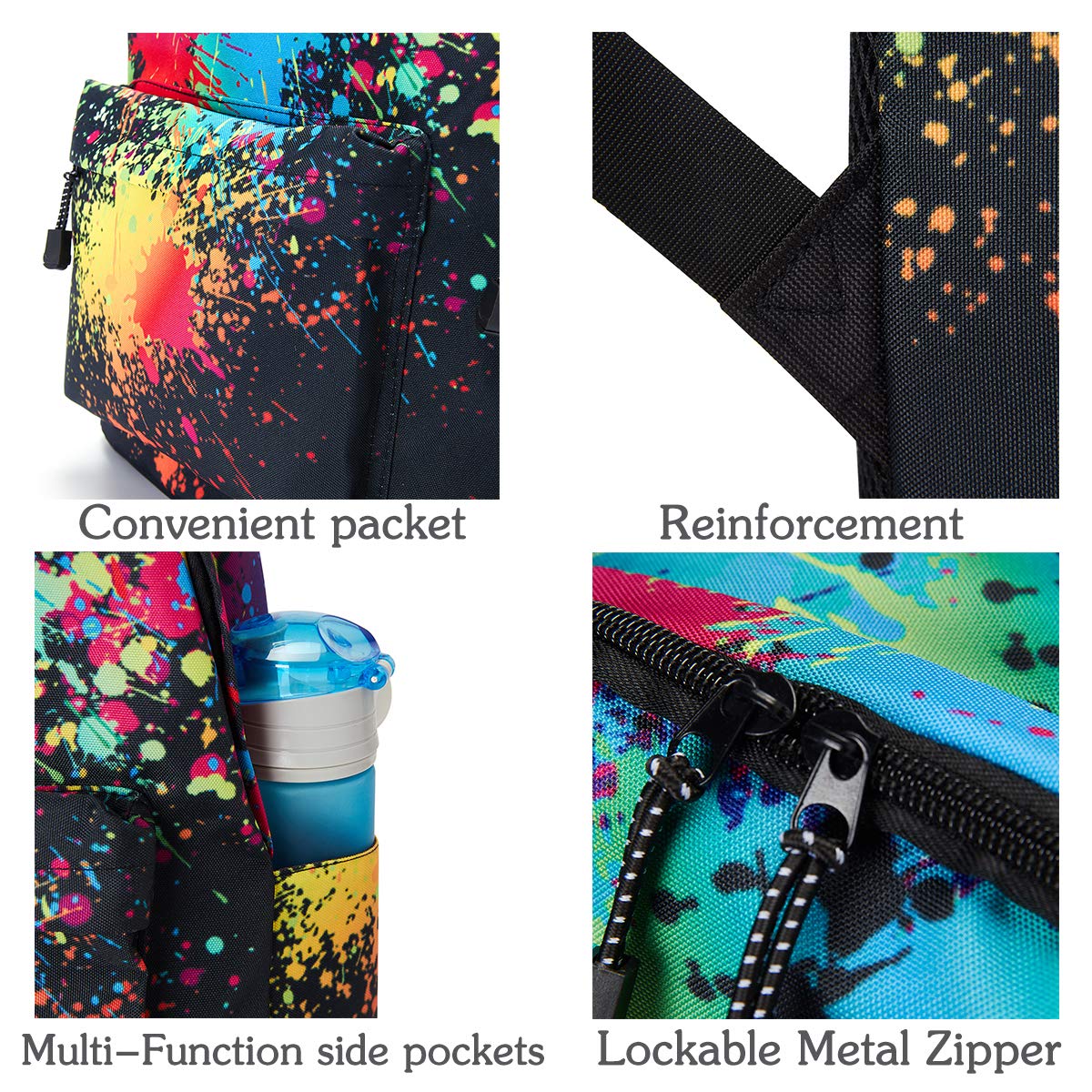 TUONROAD Teenage School Backpack 3D Printed Tiedye School Backpack Multi Pocket Printing Collection Backpack