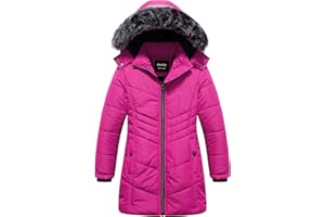 Pursky Girls' Warm Winter Coat Long Parka Fleece Lined Waterproof Puffer Jacket With Removable Hood
