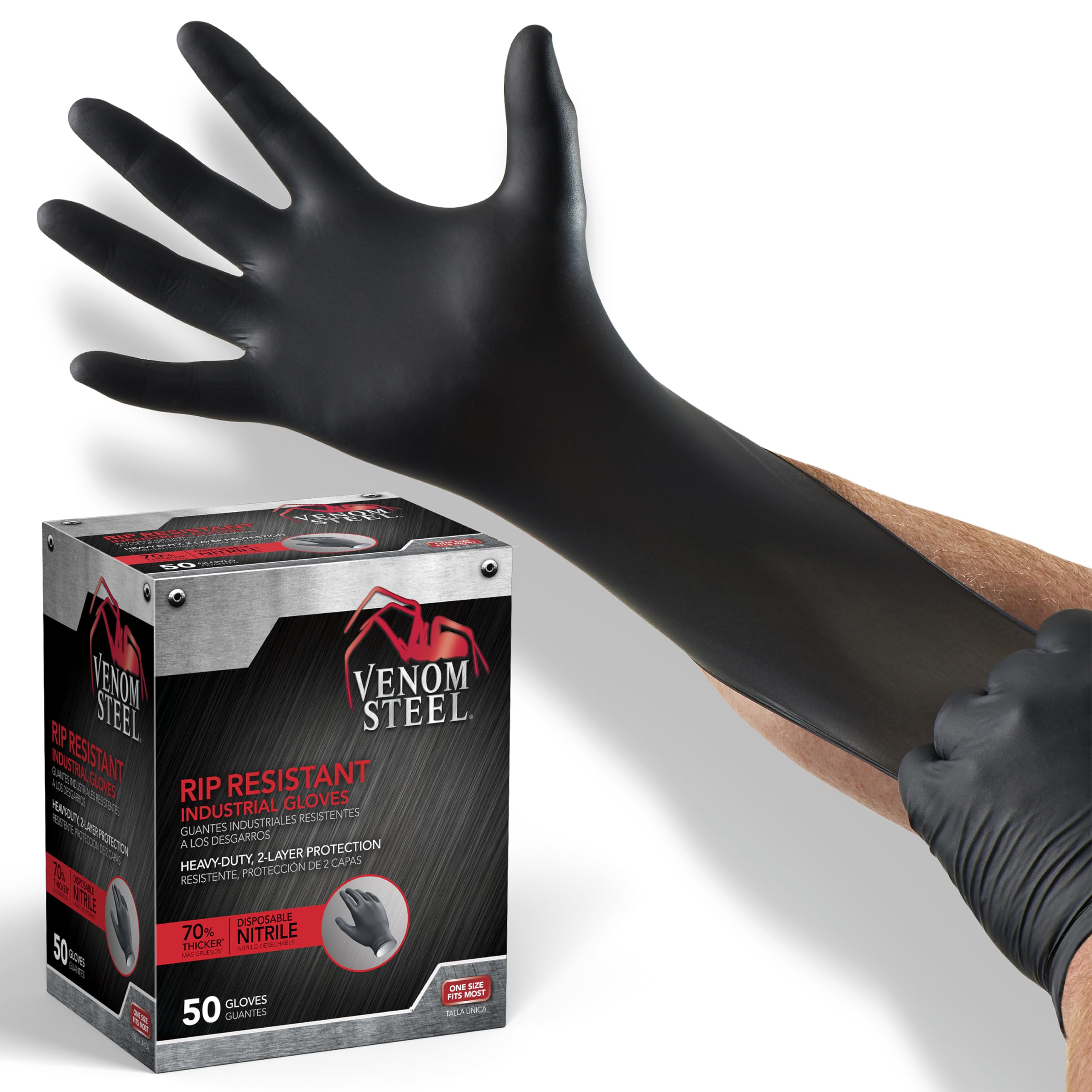 Venom Steel Industrial Nitrile Gloves, Chemical Resistant Disposable ...