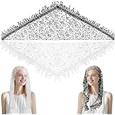 Paidiem 2 Pcs Mass Veil Triangle Mantilla Head Covering, Veil Lace Shawl, Veils Scarf Latin Mass Head Covering, Veils for Bridal (Black, White)