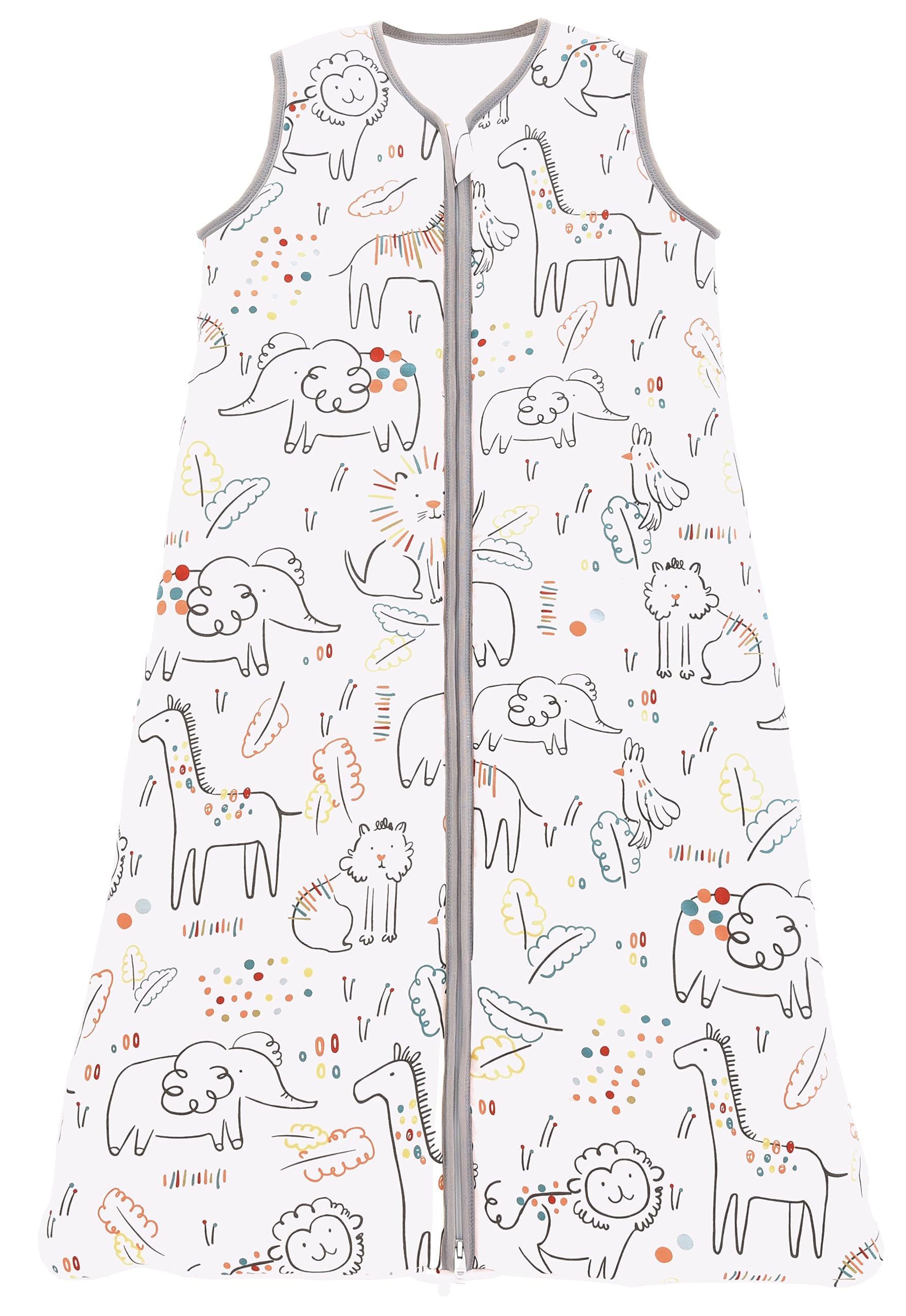 Chilsuessy Baby Sleeping Bag 2.5 tog Toddler Sleeping Bag 100% Cotton Nursery Bedding Kids Wearable Blanket Sleeping Sack for Infant Boys Girls Suitable All Year Round, Happiness Zoo, 130cm/4-6 Years