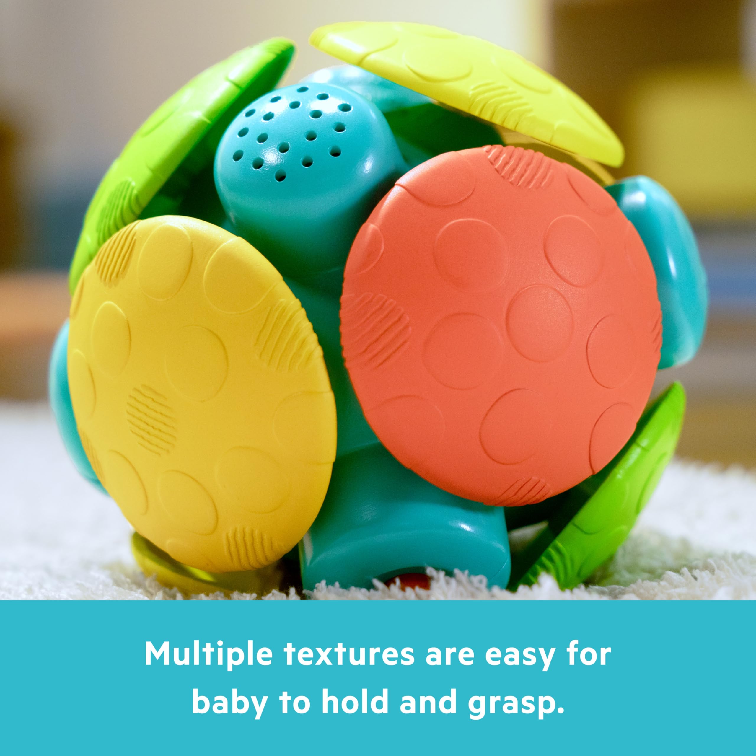 Bright Starts Wobble Bobble Activity Ball Toy, Baby & Toddler Crawl Toy, Interactive Sounds & Textures, Ages 3 Months+