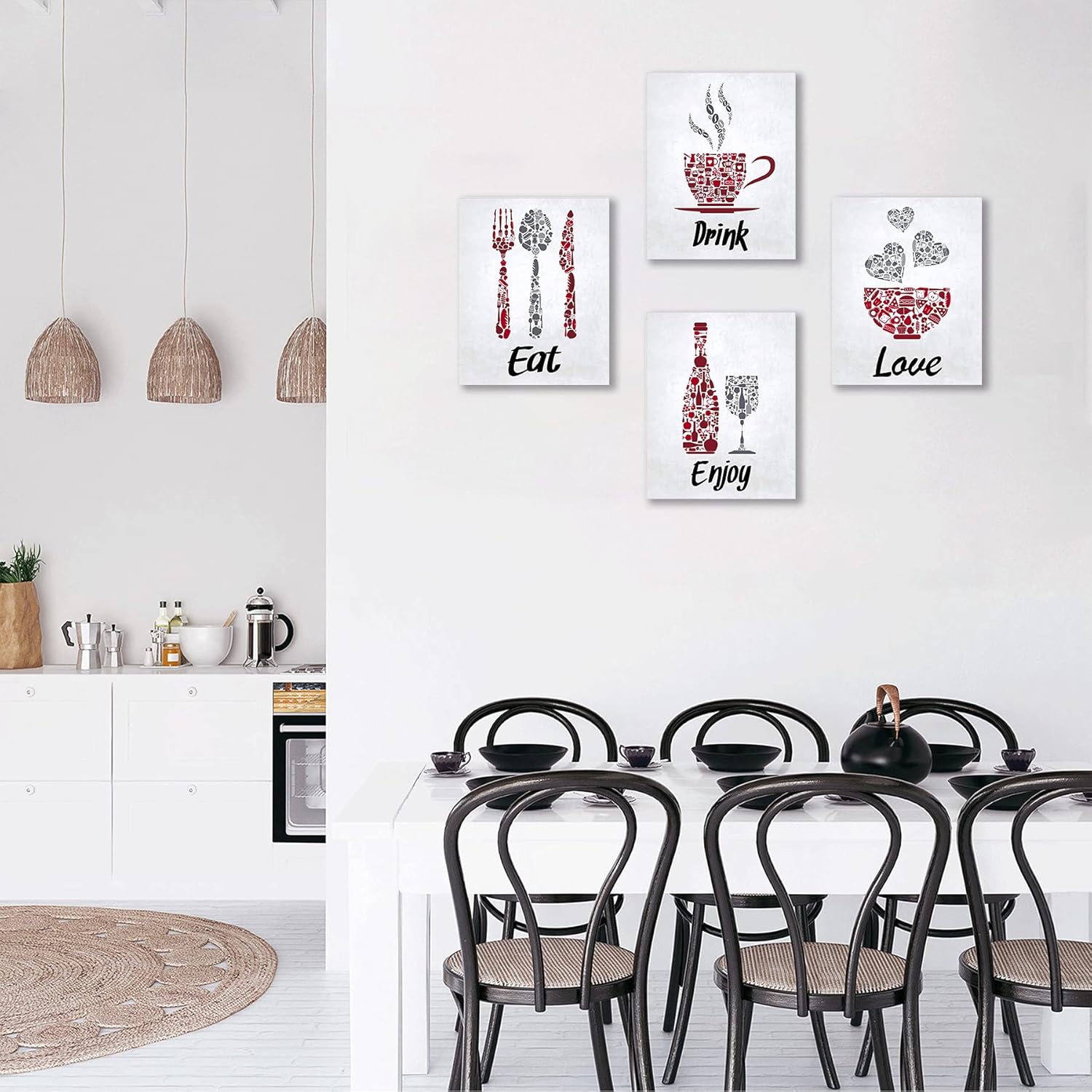 Inspirational Kitchen Canvas Framed Wall Art Decor - Prints Posters Kitchenware with Sayings Home Dining Room Cafe Restaurant Signs Bar Decorations, Set of 4, 8"x10": Posters & Prints