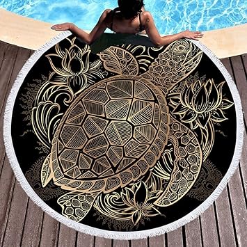 Serviette De Plage Tortue Grand Rond En Microfibre Serviette De Plageserviette De Plage Couverture De Pique Nique Tenture Tapis De Yoga 150 Cm