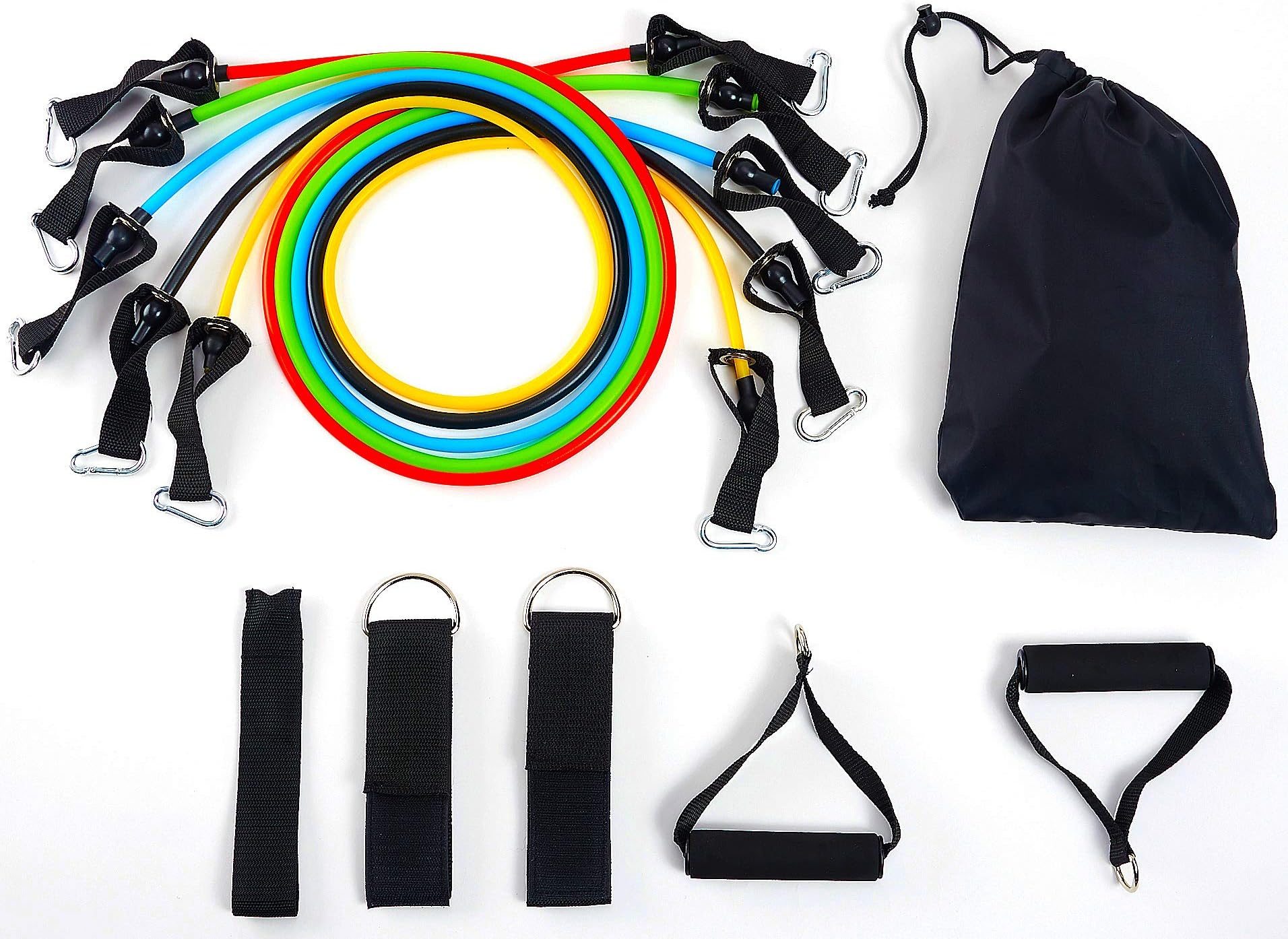 BalanceFrom Resistance Band Set - Include 5 Stackable Exercise Bands with Carrying Bag, Door Anchor Attachment, Legs Ankle Straps