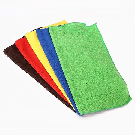 MARC Microfiber Car Cleaning Cloth Set of 5 for Detailing & Polishing 340 GSM, 40 cm x 40 cm, Muticolor