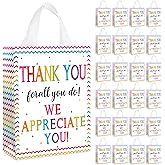 24 Pcs Thank You Gift Bags with Handles Bulk Reusable We Appreciate You Return Gift Bags Be Thankful Non-woven Foldable Bag for Business Shopping Wedding Graduation Party Favors 8x4x10 Inch