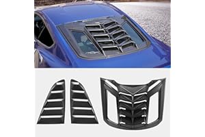 HAKA TOUGH Carbon Fiber Rear+Side Window Louvers for Ford Mustang 2015-2022, Side Windshield Rear Scoop Cover Accessories, Carbon Fiber Black 3PCS