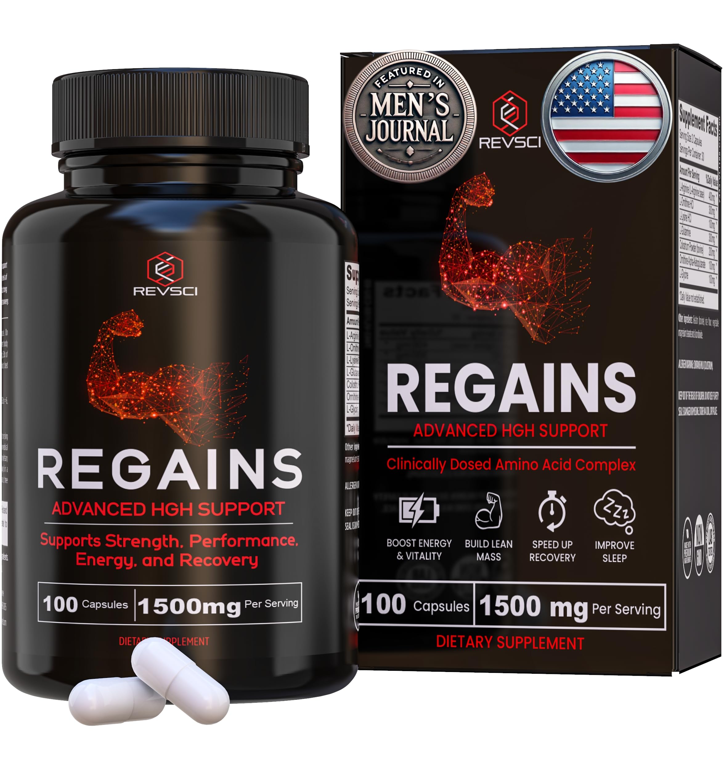HGH Supplements for Men & Women - Regains Natural Anabolic Muscle Growth Building & Human Growth Hormone for Men, Muscle Builder for Men, Muscle Recovery Post Workout Supplement, 100 Protein Pills