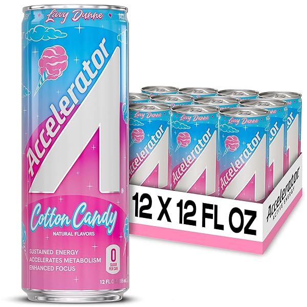 ACCELERATOR ENERGY DRINK, COTTON CANDY 12OZ CAN (12...