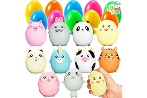 JOYIN Lot de 10 œufs de Pâques géants remplis d'un adorable jouet spongieux pour la chasse aux œufs de Pâques, panier de Pâqu