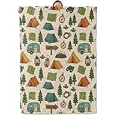 Mounidso Camping Adventure Blanket Gifts for Women Girls Kids, Soft Warm Lightweight Flannel Tent Throw Blankets for Bedroom Living Room Home Sofa Decor 50" x 60", Tree and Lantern Throws