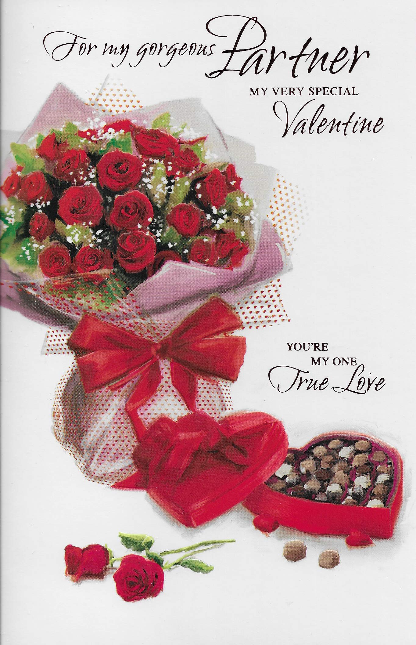 GORGEOUS PARTNER VALENTINES DAY CARD***RED ROSES***LARHE 11 X 7 INCHES**1ST CLASS POST**AD1**