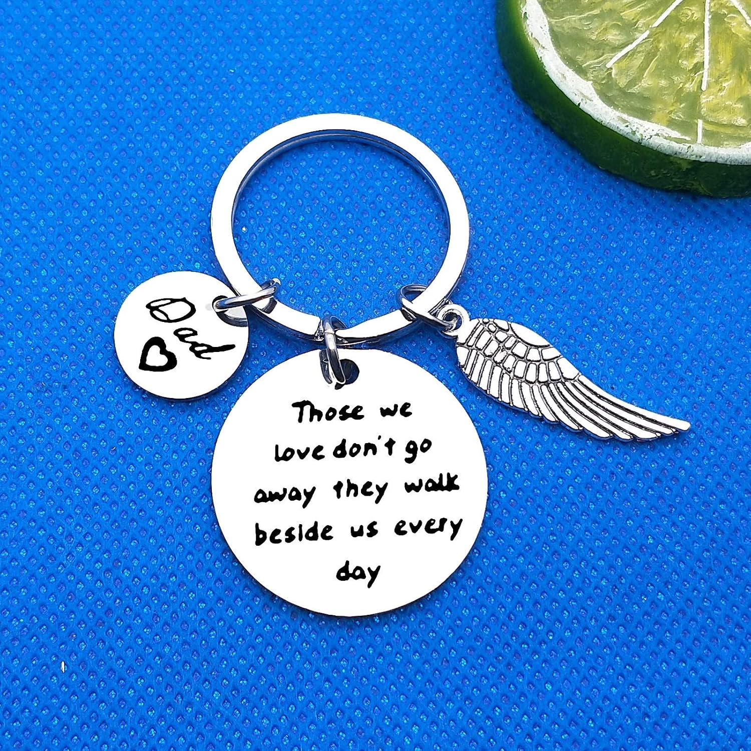 Baixian Dad Memorial Gifts Keyring Loss of Father Keyring Those We Love Don't Go Away They Walk Beside Us Every Day In Memory of Dad Gifts Memorial Keychain Remembrance Sympathy Gift For Father - Image 4