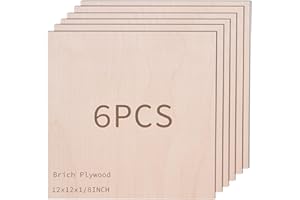 TREEMBER Baltic Brich Plywood 6PCS 3mm 1/8 x 12 x 12inch Plywood Sheets,Unfinished Baltic Brich Plywood for Crafts,Perfect for Laser Cutting & Engraving,Painting,Wood Burning and CNC Cutting