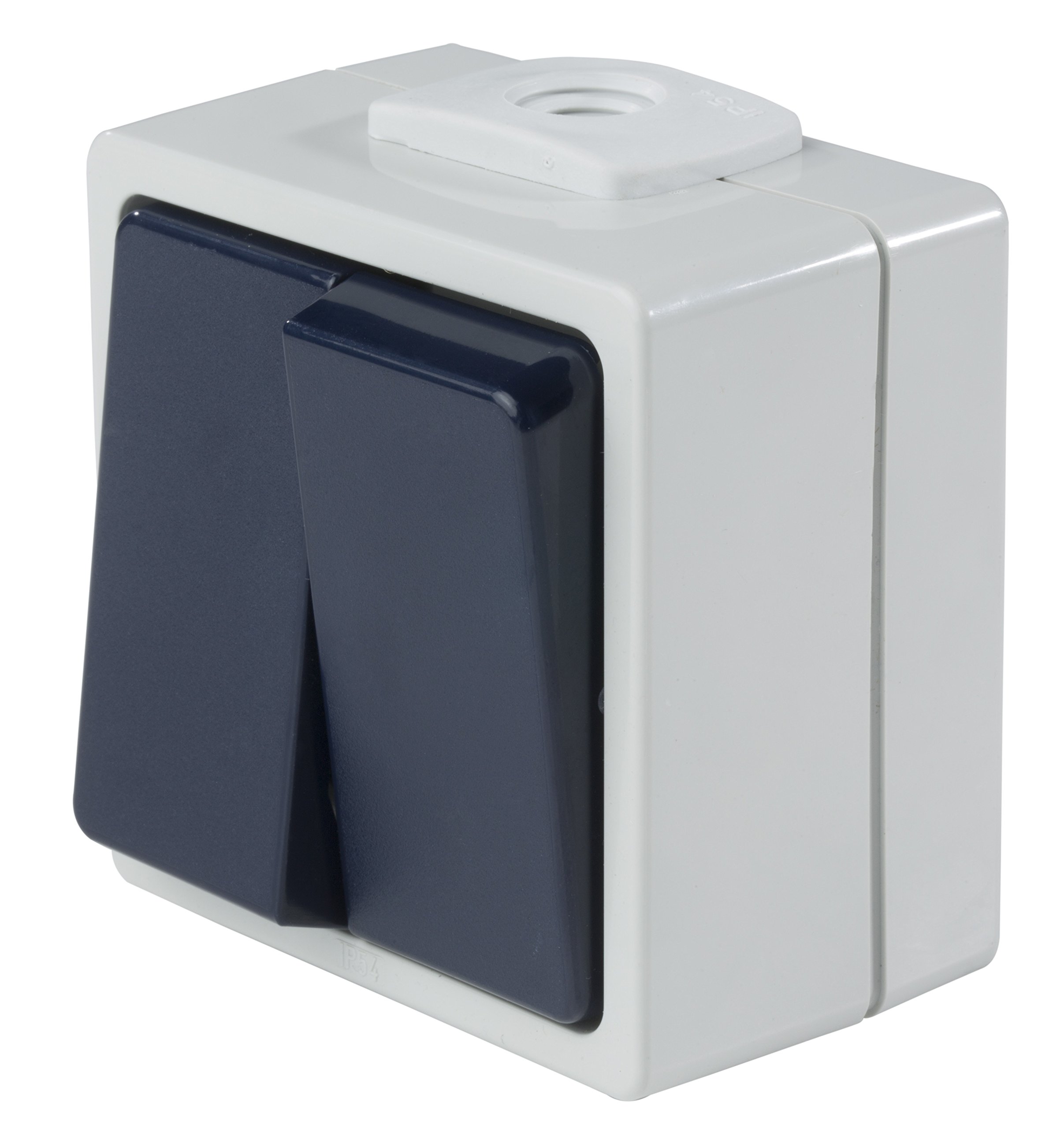 AS–Schwabe 62451 surface switch series with 2 cable slots to IP54, outdoor use, grey — image 1