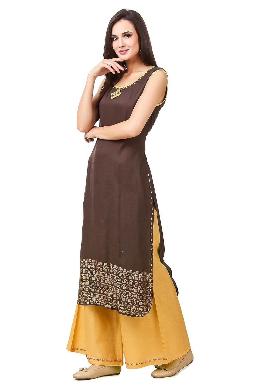 sreshee women's premium cotton designer kurti with palazzo pants set