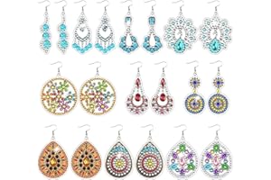 ZYNERY 10 Pairs Diamond Painting Earrings, Earring Kit for Making Earrings, Earring Making Kit for Adults, DIY Diamond Art Earrings, Unique Handmade Gifts for Birthdays, Christmas, Thanksgiving