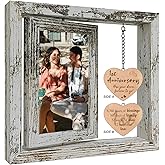 soruney 1 Year Anniversary Rotating Picture Frame Gifts for Girlfriend, 1st Anniversary Frame Gifts for Her Wife First Wedding Anniversary Photo Frame for Couple (Dis Two 6x4)