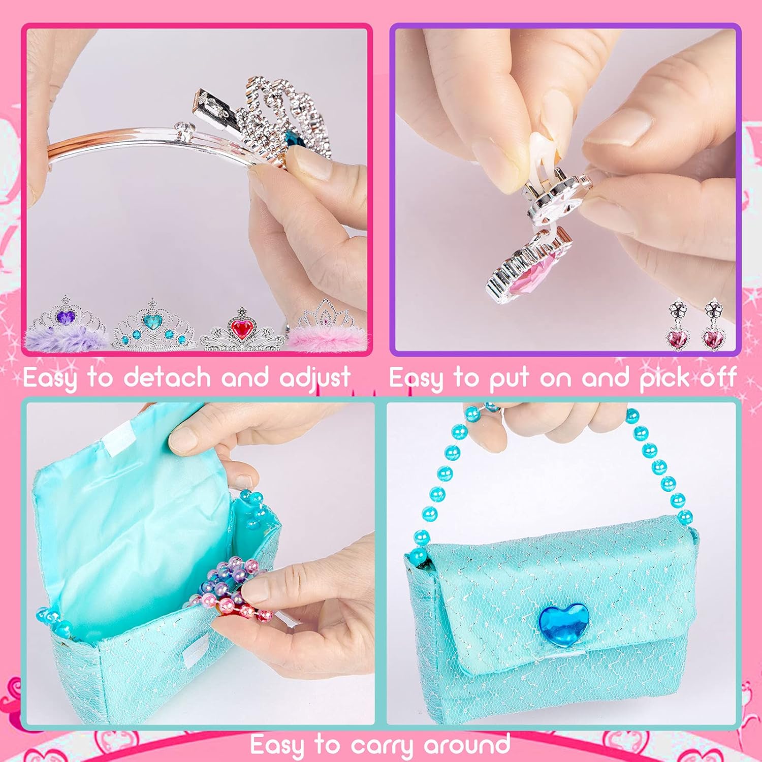 Liberry Princess Dress Up Shoes and Play Jewelry for Little Girls, Princess Toys of Pink Blue Purple Accessories, Great Role Play Gift for Little Girls: Clothing