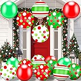 Jetec 18 Pcs 16 Inch Giant Inflatable Christmas Ball PVC Hanging Decorated Christmas Inflatables Indoor Outdoor Xmas Ornaments for Tree Yard Lawn Porch Holiday Festive Decorations (Polka Style)