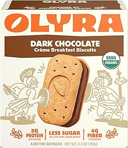 Olyra Creme Breakfast Biscuits - Dark Chocolate - Healthy Snacks for Kids and Adults, Low Sugar, High Fiber, Vegan Organic Co