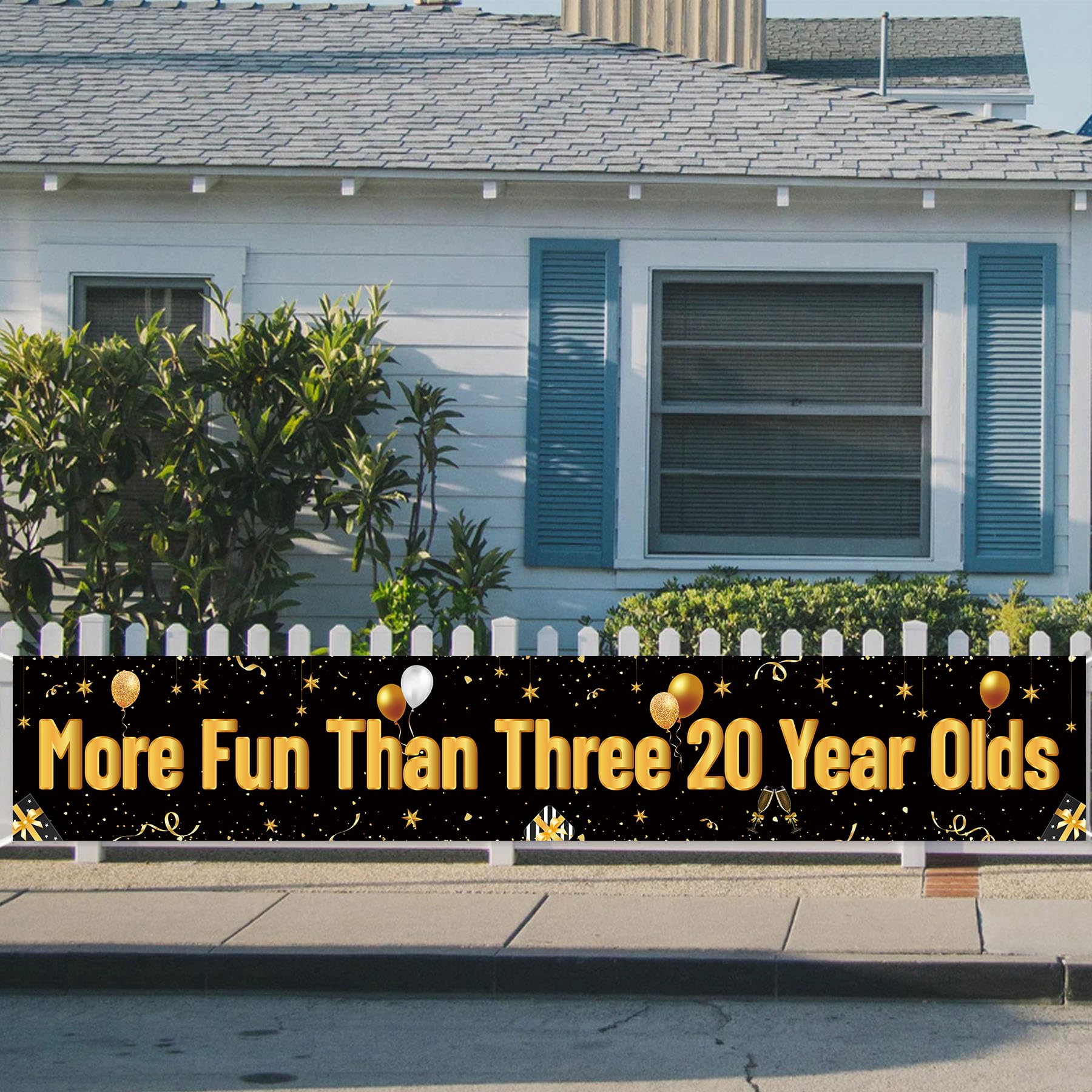 More Fun Than Three 20 Year Olds Banner for 60th Birthday Decorations - Happy 60th Birthday Party Banner - 60th Birthday Party Decorations and Supplies