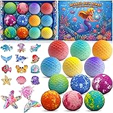 Mermaid Bath Bombs for Kids with Surprise Toys Inside, 12pcs Bubble Kids Bath Bombs with Mermaid Toys Gift Set for 3 4 5 6 7 8 Year Old Girls Birthday Christmas Halloween Gifts Spa Bath Toy Fun