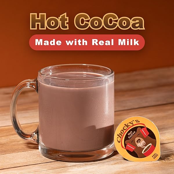 CHOCKY’S BY JAVA HOUSE SINGLE-SERVE HOT CHOCOLATE PODS – PEEL AND POUR LIQUID CONCENTRATE – HOT CHOCOLATE – 12 COUNT
