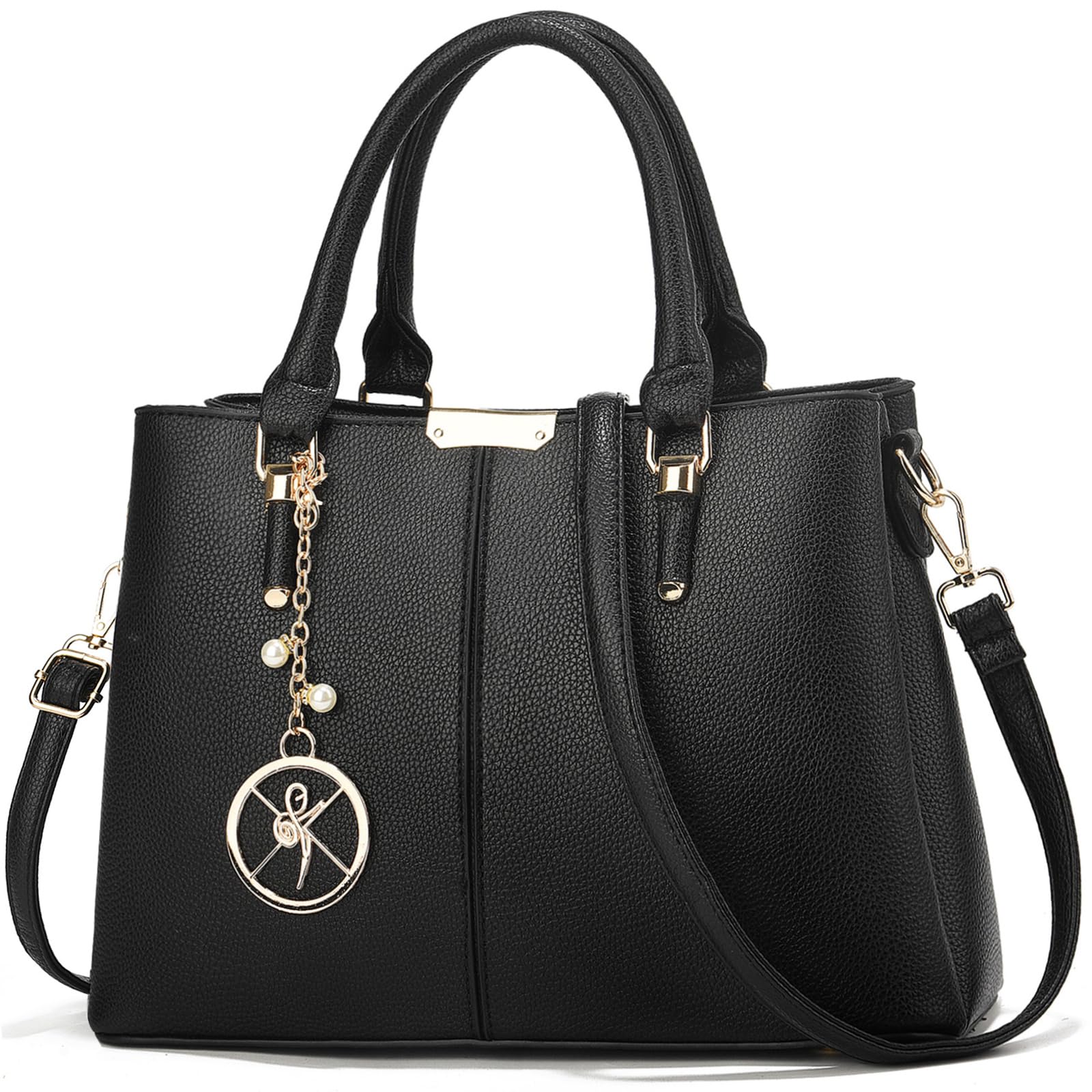 KURGOOL Purse and Handbags for Women, 3 Zip Compartments Tote Bag Designer Shoulder Purse Top Handle Satchel Bags