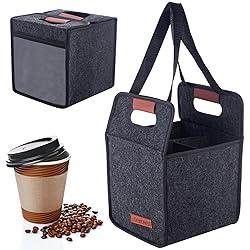 Foyego 4 Cup Drink Carrier with Handle, Reusable