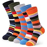 HHX YONLEE Dress Socks 5/6/10 Pairs Crew Argyle Colorful Cotton Novelty Casual Happy Fun