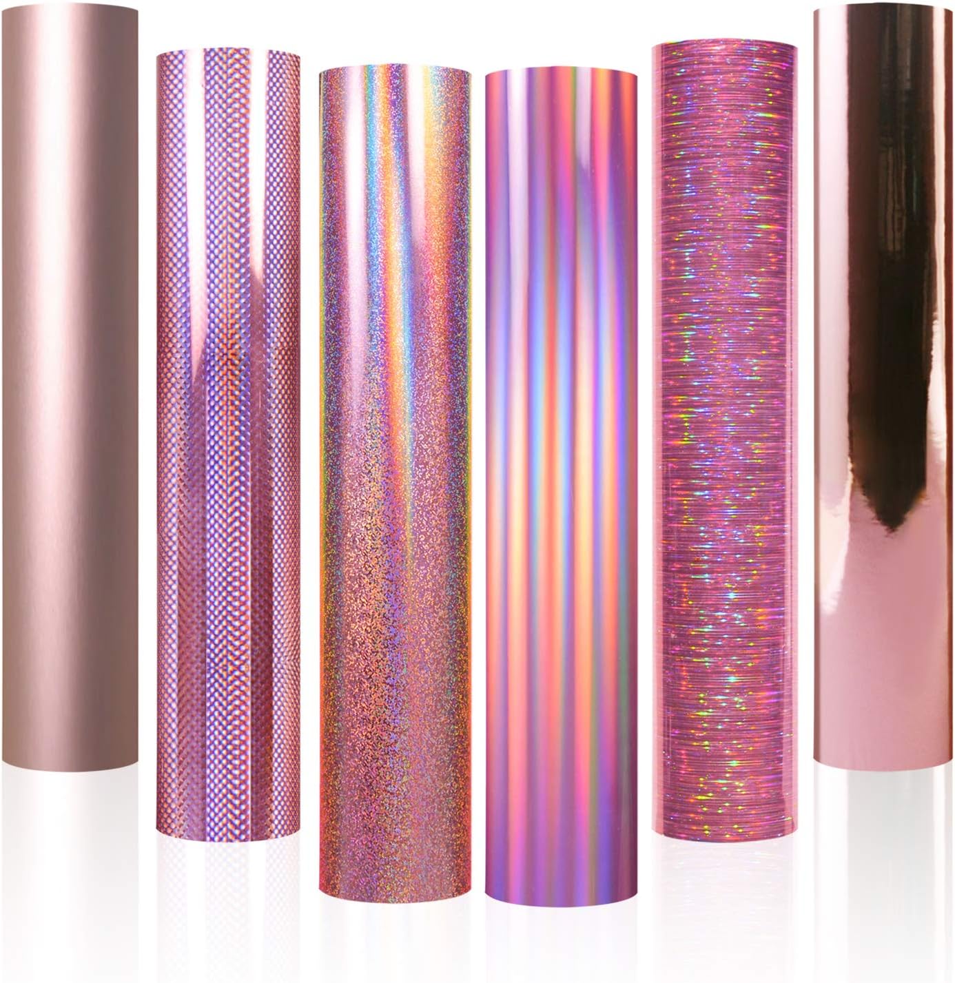Rose Gold Vinyl,Holographic Opal Chrome Rose Gold Adhesive Craft Vinyl