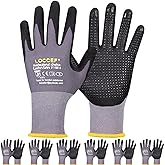 LOCCEF Work Gloves MicroFoam Nitrile Coated-6 Pairs,Endurance Seamless Knit Nylon,Dots on palm,Tacky Dot Grip Gloves