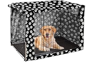 Pethiy Dog Crate Cover Durable Polyester Pet Kennel Cover Universal Fit for Wire Dog Crate - Fits Most 30 inch Dog Crates - Cover only-Black-30