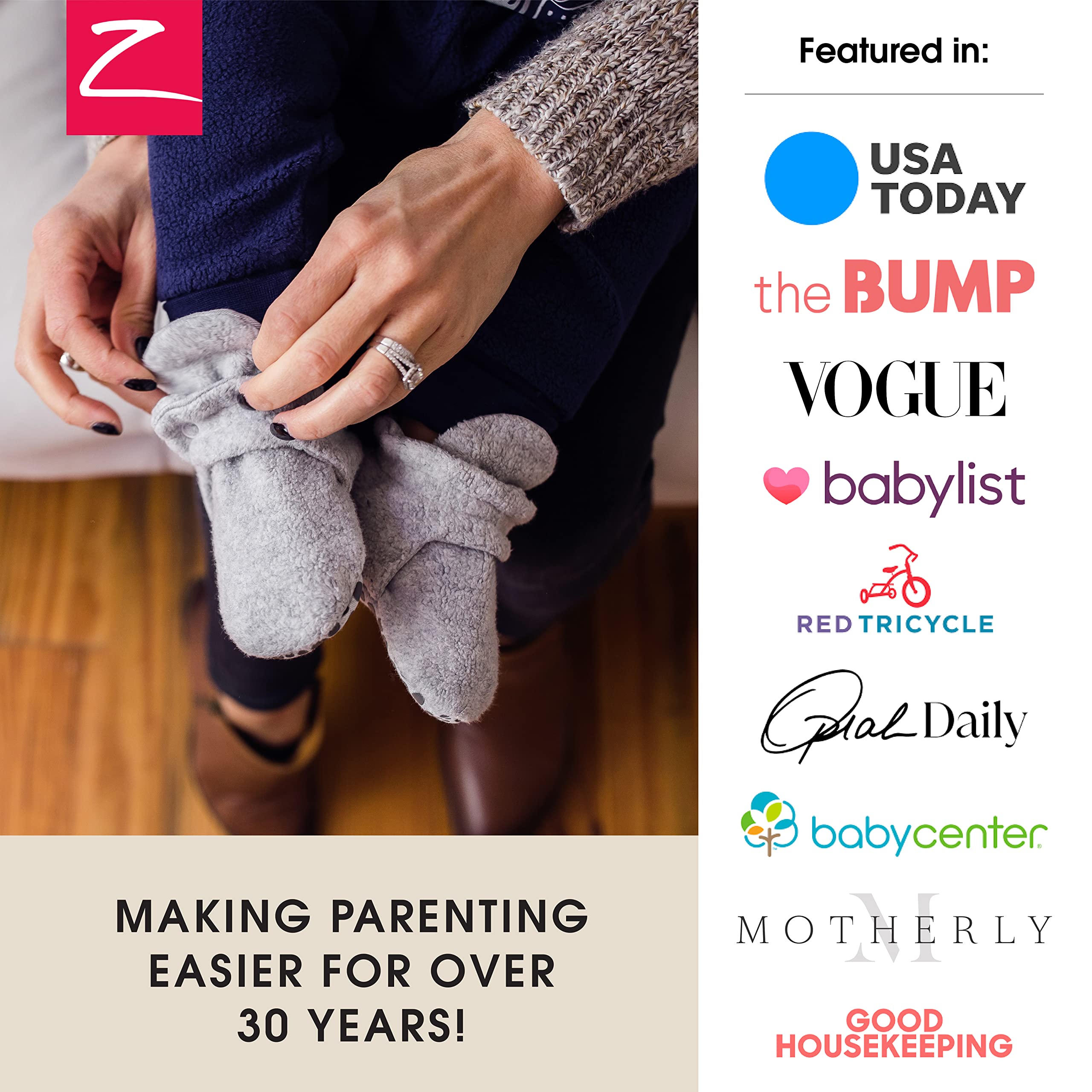 Zutano Unisex Fleece Baby Booties, Two Snap Closure, Newborn to 24 Months