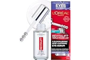 L’Oréal Paris 2.5% Hyaluronic Acid & Caffeine Plumping Eye Serum, Brightens Look of Dark Circles, Reduces Look of Crow's Feet