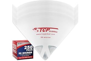 TCP Global Automotive Cone Paint Strainer with 50 Micron Micro-Fine Filter Mesh Tip (250 Pack) - Ideal for Clearcoats, Dispos