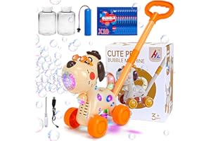 Goenb Automatic Bubble Blower Maker, Bubble Machine Lawn Mower Outdoor Toys for Toddlers Kids with 10 Concentrated Bubble Sol