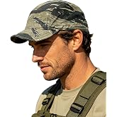 Clakllie Vintage Short Brim Hat for Men Camouflage 6 Panel Trucker Hat Low Profile Cadet Cap Military Style Baseball Cap