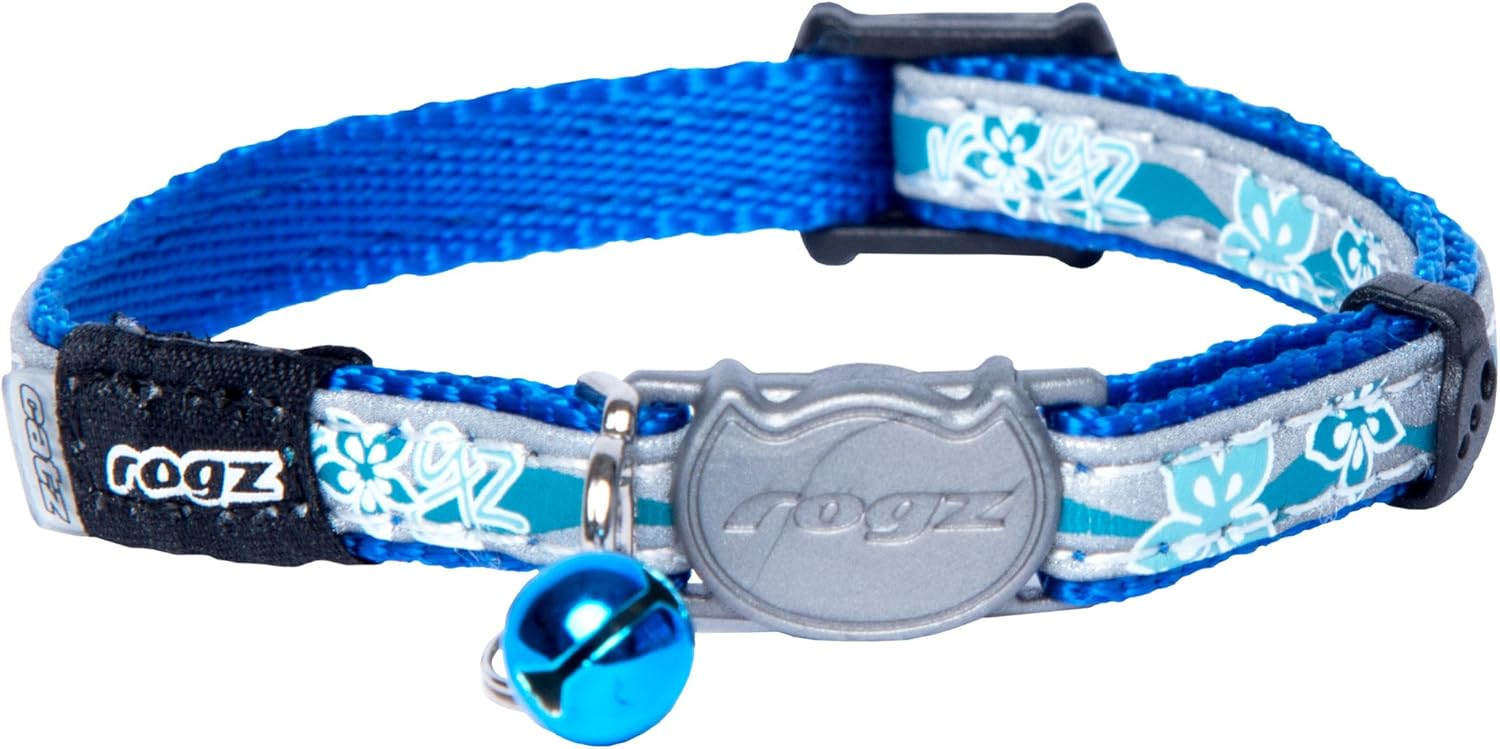 ROGZ Catz Small 3/8-Inch Night Cat Safeloc Breakaway Clip Adjustable, Reflective Cat Collar