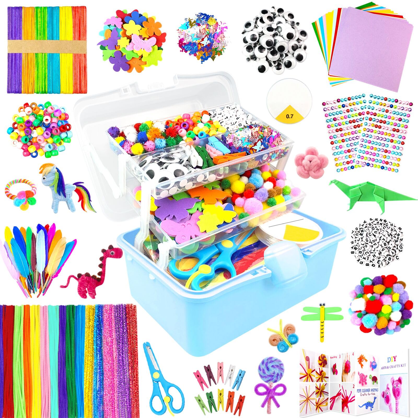 ZEIZHUBN Arts and Crafts Supplies for Kids Crafts Kit with Pipe Cleaners DIY Crafts for Kids Art School Supplies Materials All in Crafting Box Craft Supply Set Gifts for Kid Girls Boys Age 4-8, 8-12 — image 1